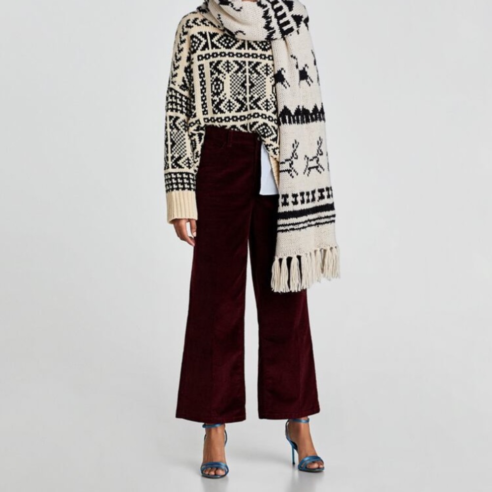 Zara High Waist Corduroy Trousers